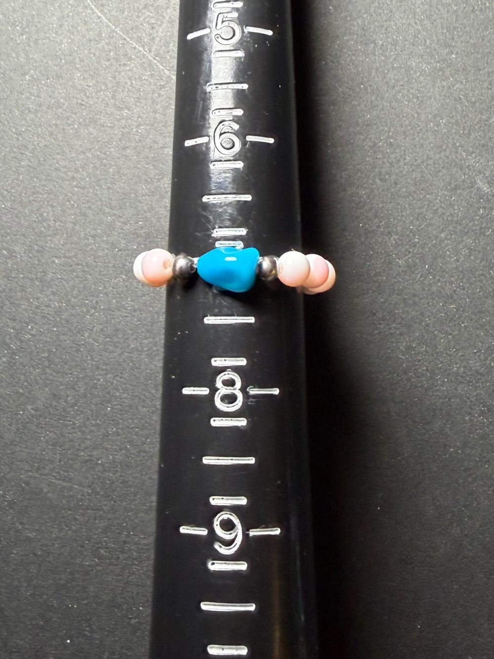 Pink Conch, Sterling Silver Beads, and Sleeping Beauty Nugget Stretch Ring